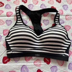 VSX Striped Black and White Sports Bra